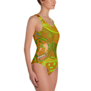 Rooted Khaos Orange One-Piece Swimsuit